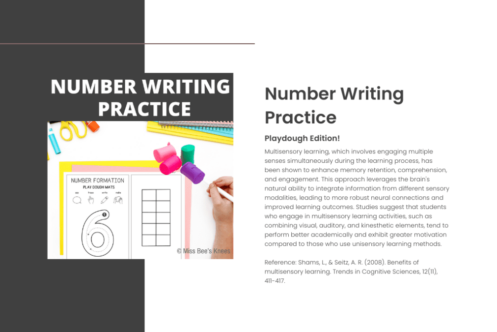 An example of an activity that could be used for number writing practice. 